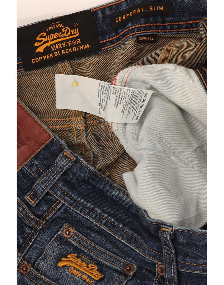 Мужские зауженные джинсы Superdry Corporal W34 L32, синий хлопок