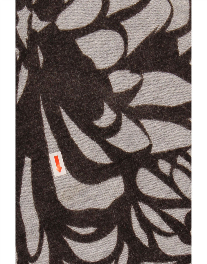 MOSSIMO Женский укороченный джемпер с вырезом лодочкой, Великобритания 16/18, большой серый с цветочным принтом