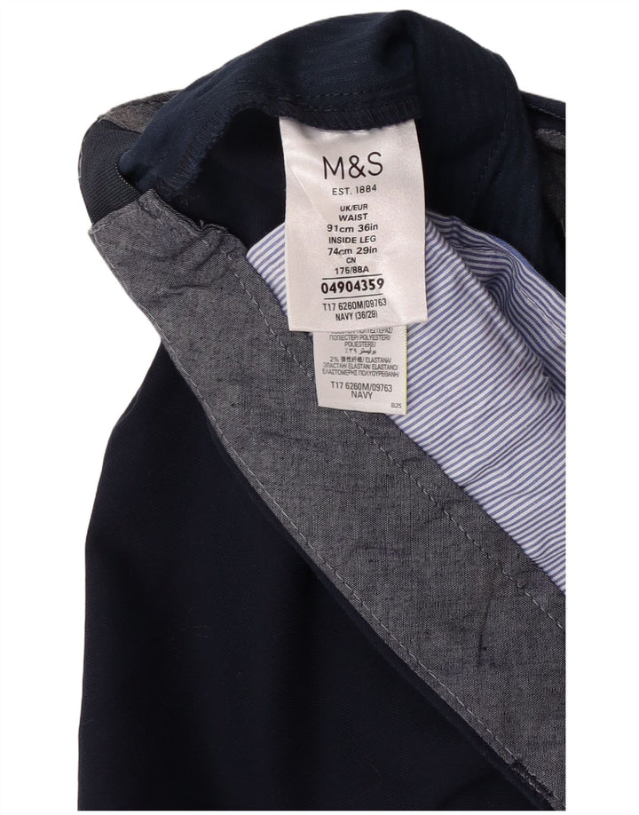 Мужские прямые костюмные брюки Marks & Spencer W36 L27 темно-синие из полиэстера