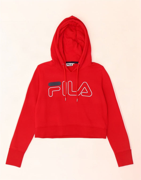 Женский укороченный джемпер с капюшоном Fila большого размера UK 6 XS, красный хлопок