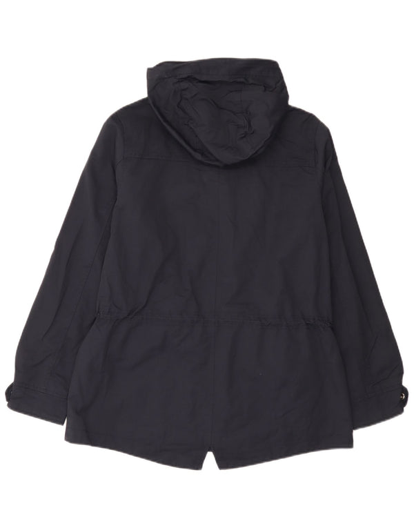 Crew Clothing Womens Oversized Hooded Raincoat UK 10 Small Navy Blue Cotton