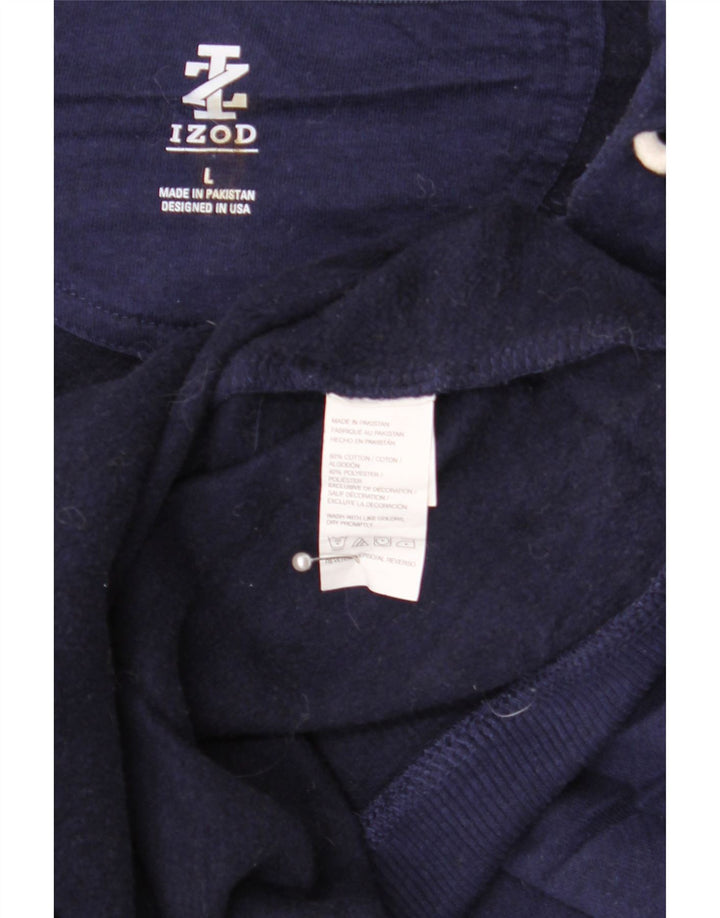IZOD Мужской свитер с капюшоном на молнии, большой темно-синий, хлопок