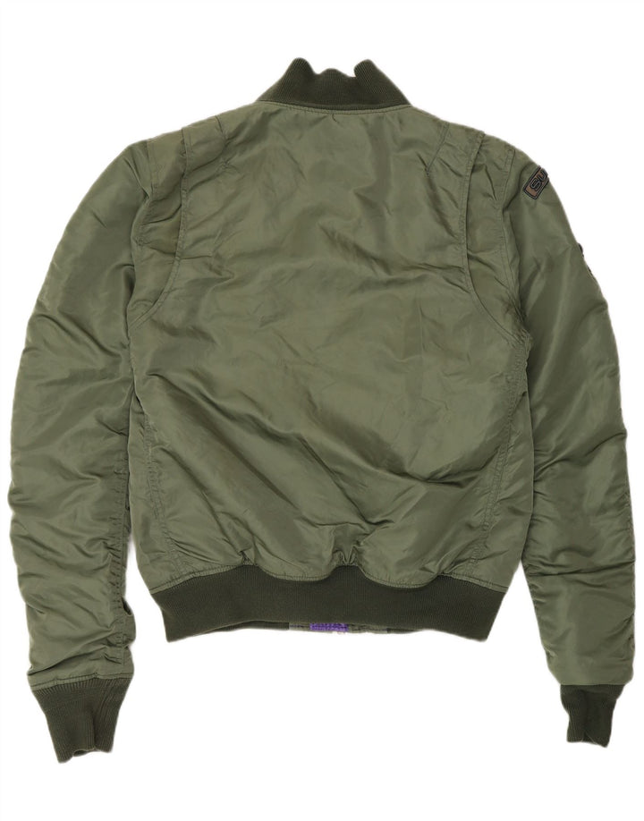 SUPERDRY Womens Flight Aviator Jacket UK 16 Large Khaki Nylon