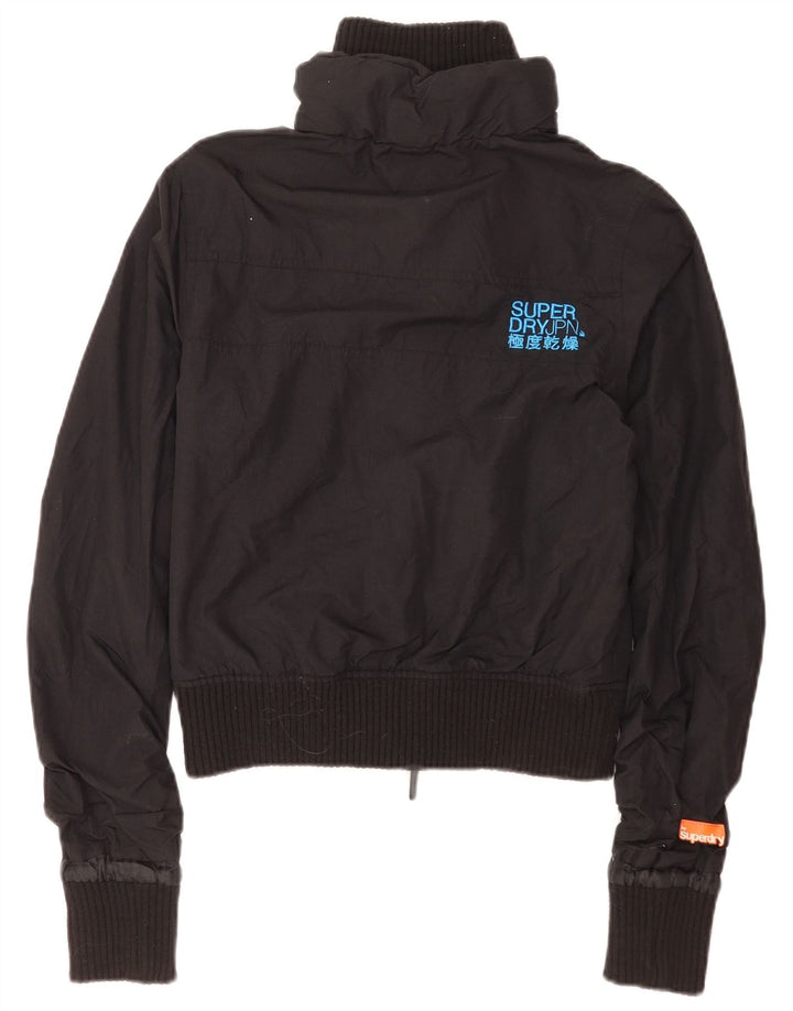 Женский бомбер Superdry с графическим рисунком UK 10, маленький, черный нейлон