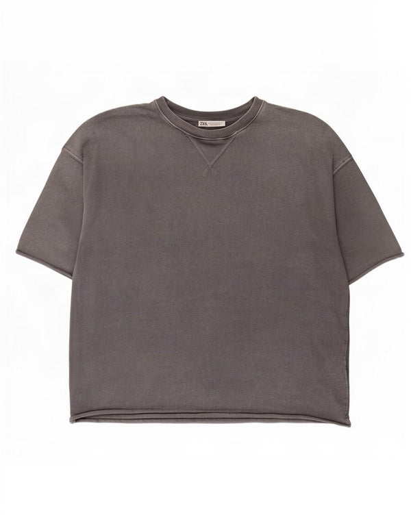 Мужская футболка Zara Top из хлопка среднего серого цвета