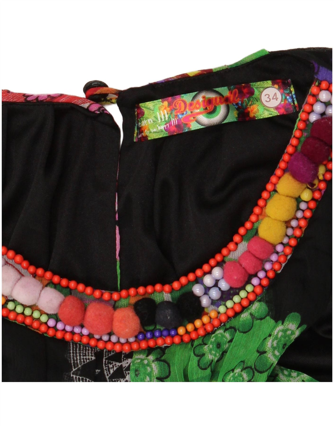 Женское платье оверсайз с бретелькой Desigual EU 34 XS, черное с цветочным принтом