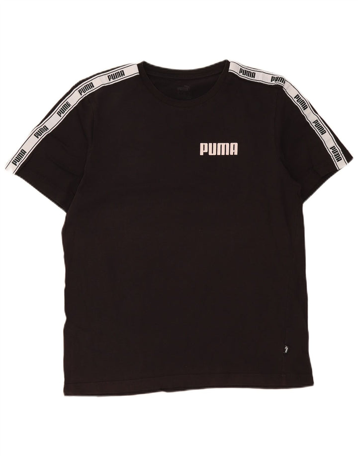 Мужская футболка с рисунком Puma, верх, средний черный, хлопок с цветными блоками