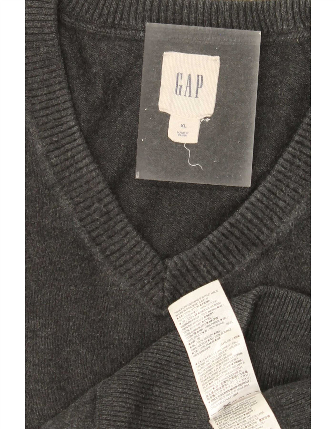 Мужской джемпер с v-образным вырезом Gap XL, серый хлопок