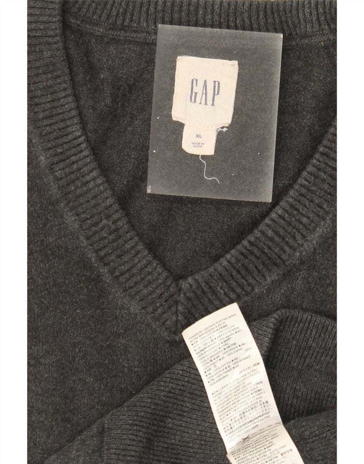 Мужской джемпер с v-образным вырезом Gap XL, серый хлопок