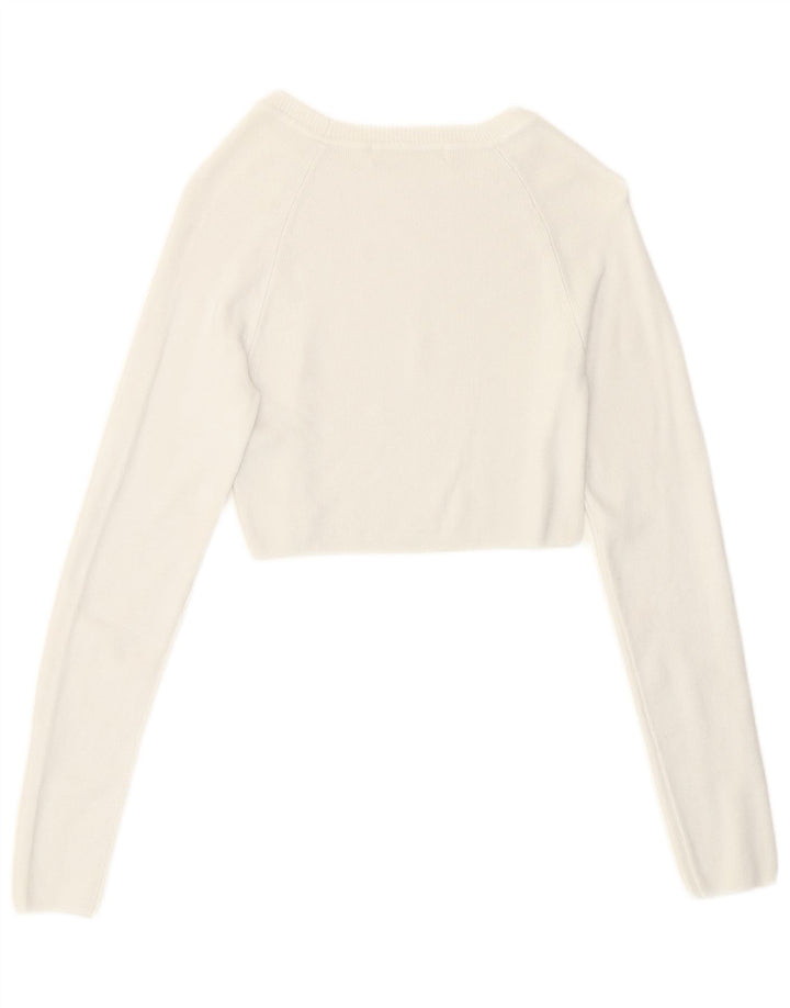 Женский укороченный топ Pull & Bear с длинными рукавами, Великобритания, 8, маленький размер, белая вискоза