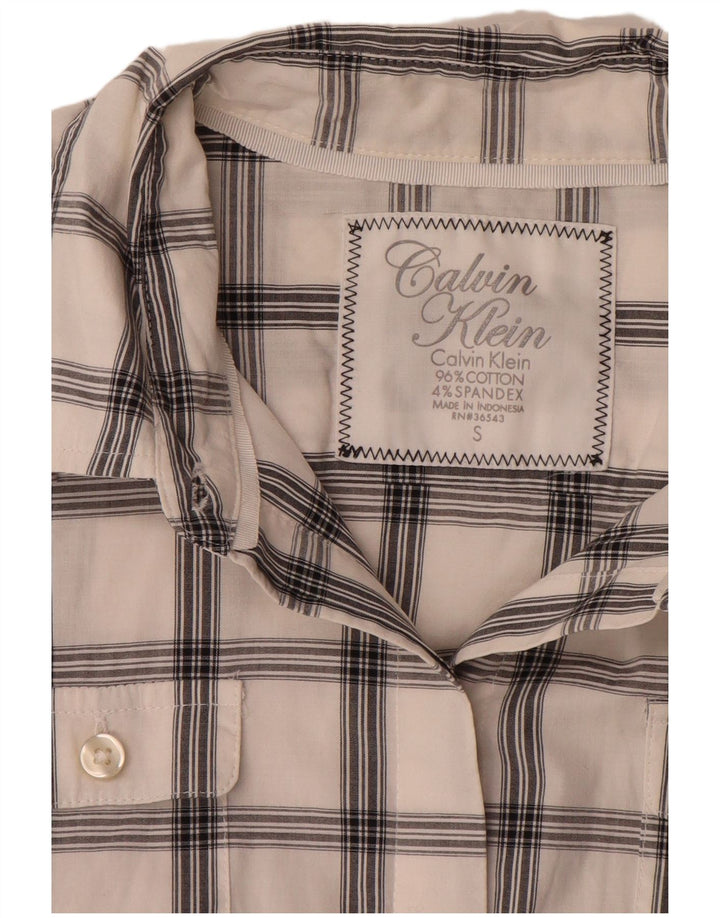 Женская рубашка Calvin Klein UK 10, маленькая белая клетка, хлопок