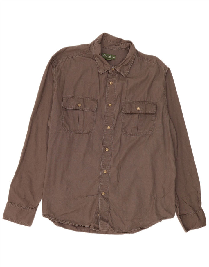 Мужская рубашка Eddie Bauer 2XL коричневая, хлопок