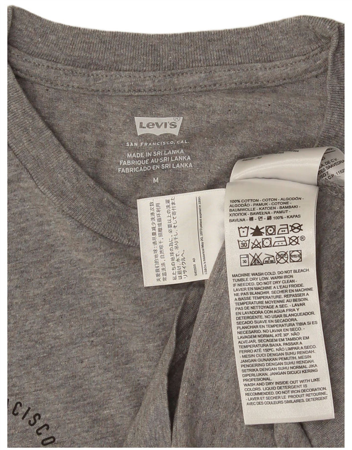 Мужская футболка с рисунком LEVI'S, хлопковый топ среднего серого цвета с крапинками