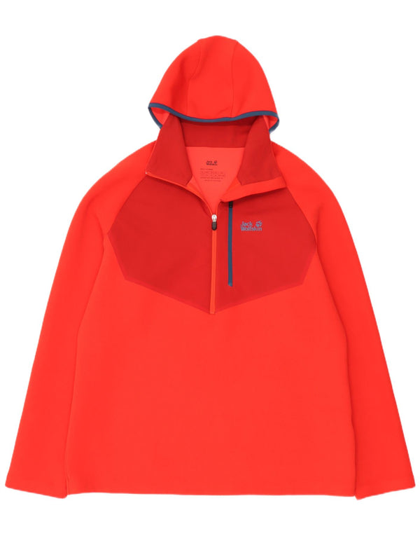 Мужской флисовый джемпер Jack Wolfskin с капюшоном на молнии, Великобритания 48, 3XL, красный, цветной блок