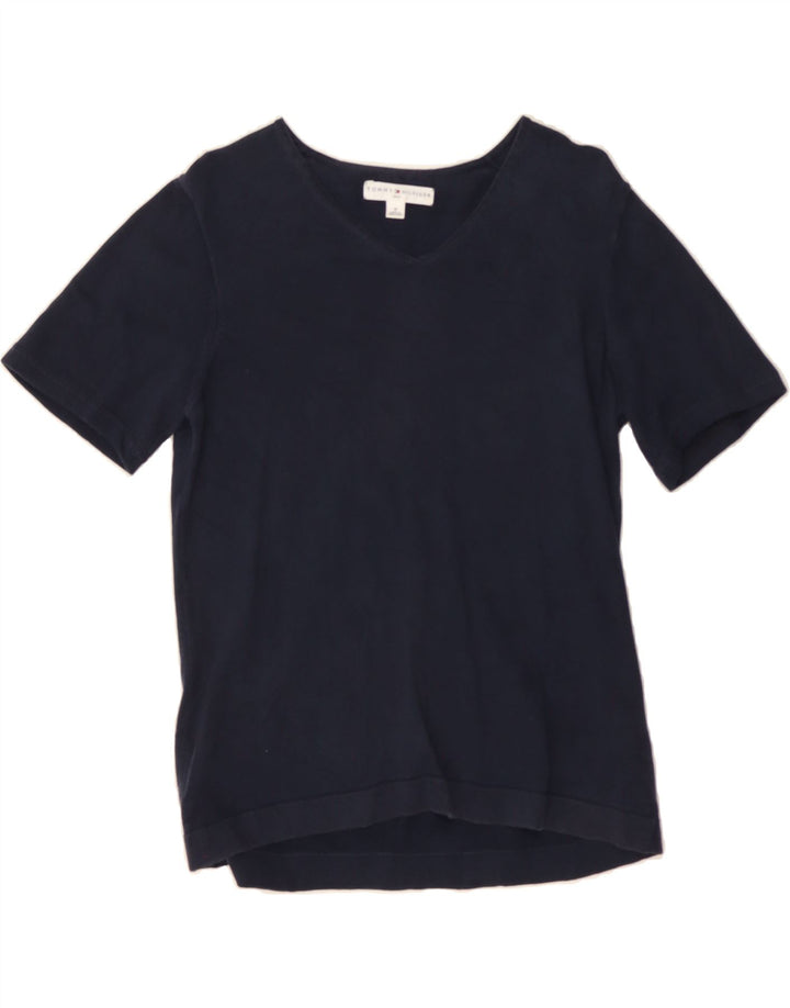 TOMMY HILFIGER Womens V-Neck Jumper Sweater UK 12 Medium Navy Blue Vintage Tommy Hilfiger and Second-Hand Tommy Hilfiger from Messina Hembry 