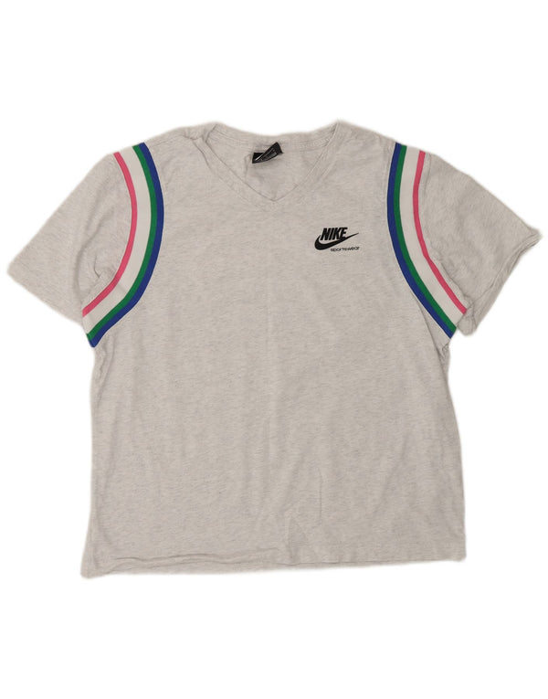 Женская футболка Nike Top UK 16, большая серая, хлопок с цветными блоками