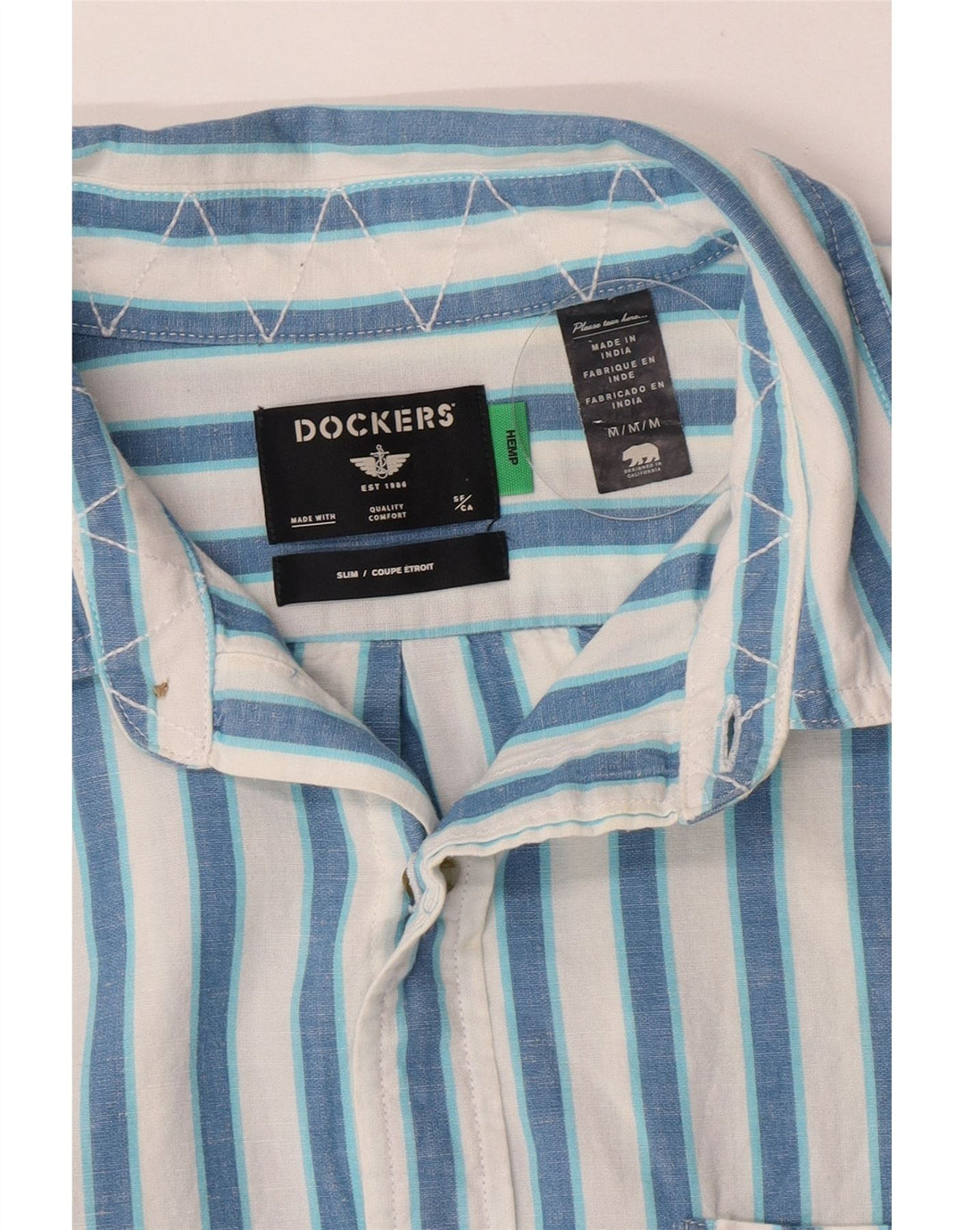 Мужская рубашка приталенного кроя Dockers в синюю полоску среднего размера