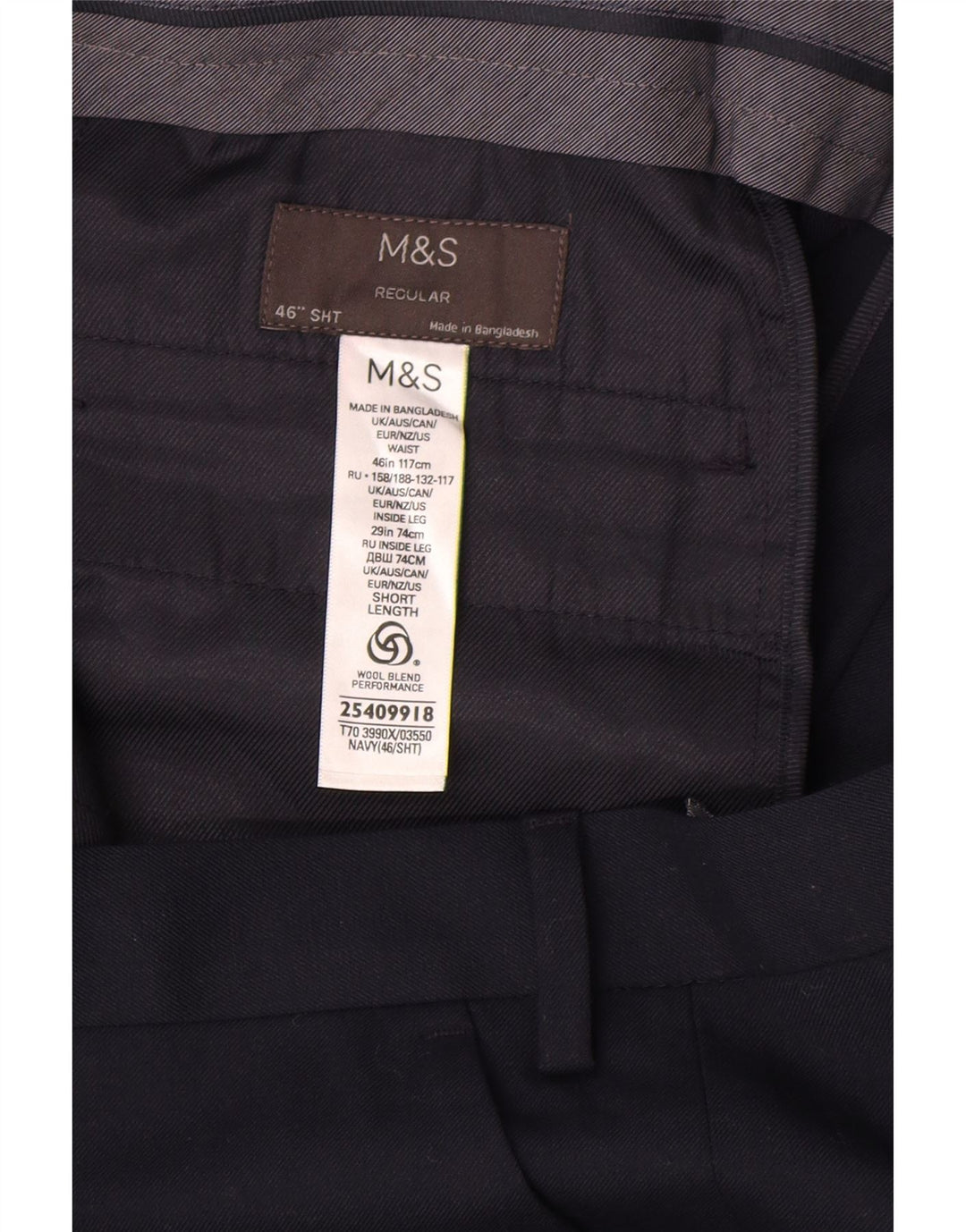 Мужские короткие классические брюки Marks & Spencer W46 L29 темно-синие