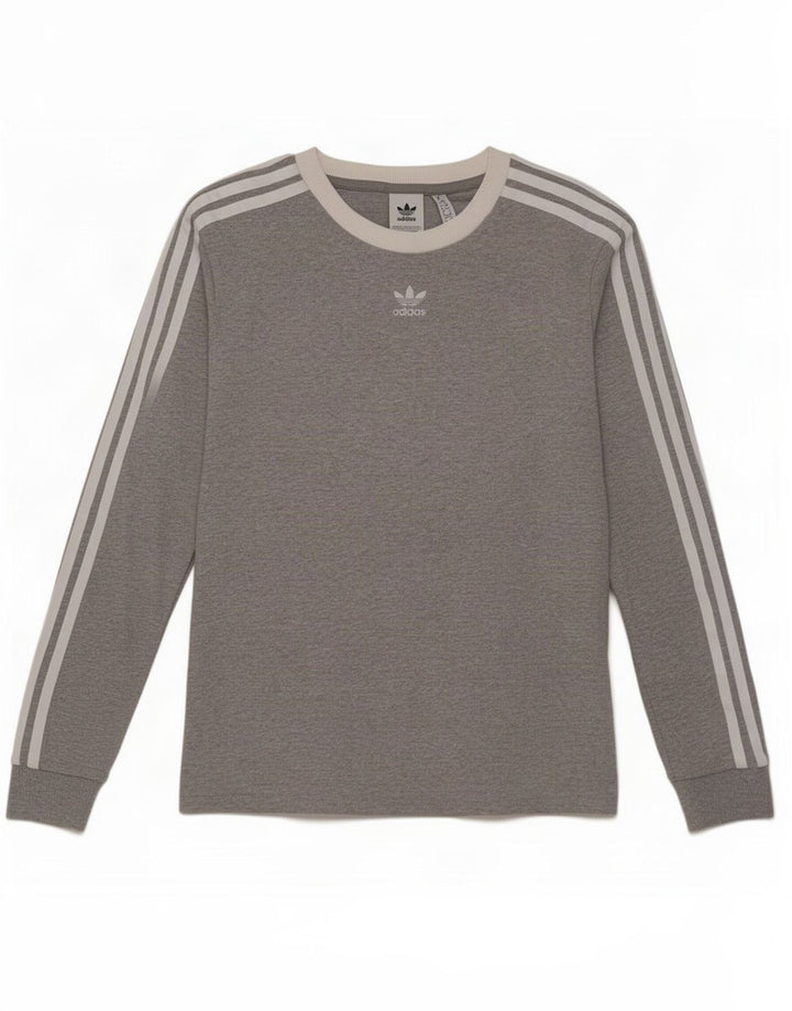Женский топ Adidas с длинным рукавом UK 10, маленький серый хлопок