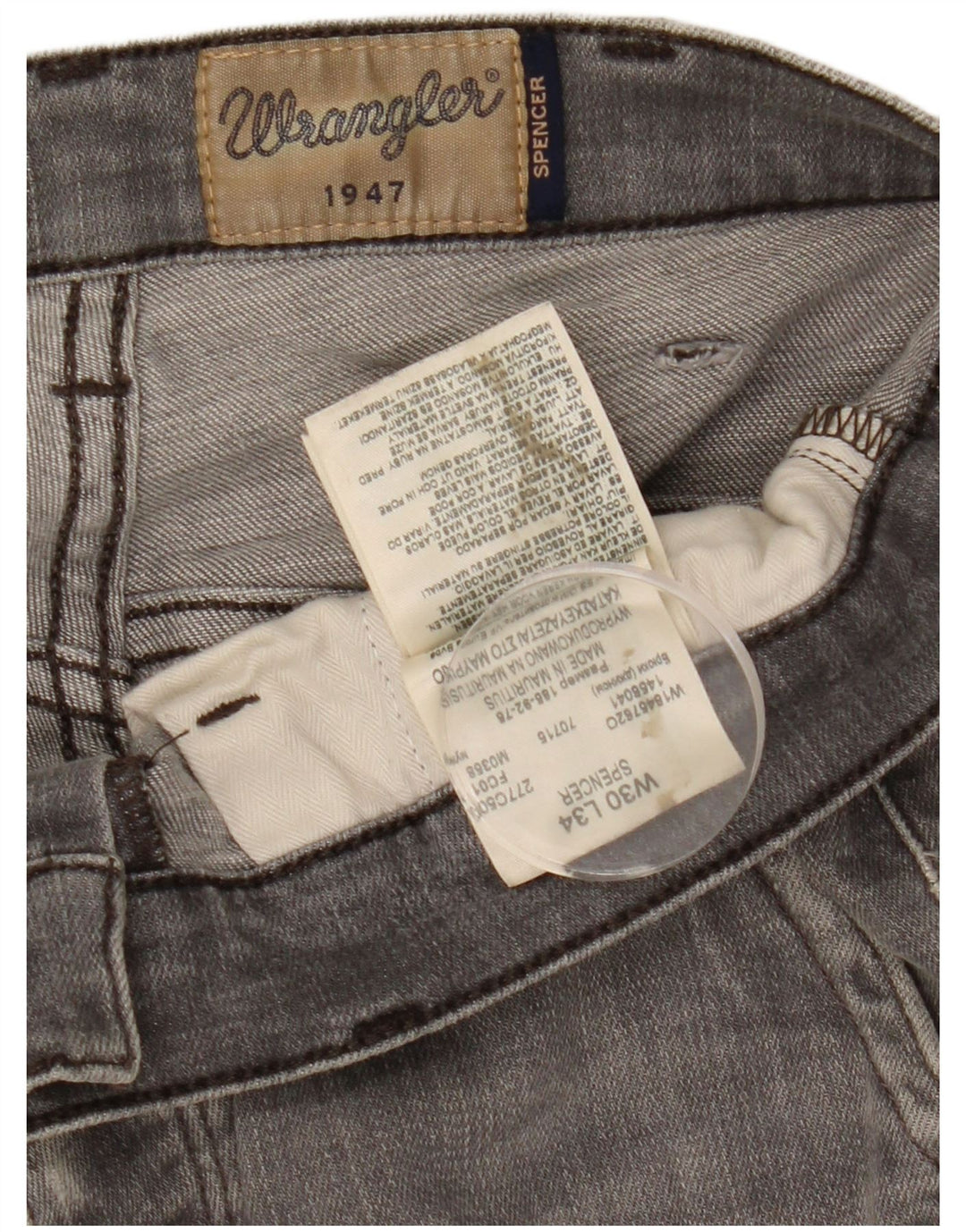Мужские джинсы Wrangler Spencer Slim W30 L34, серый хлопок
