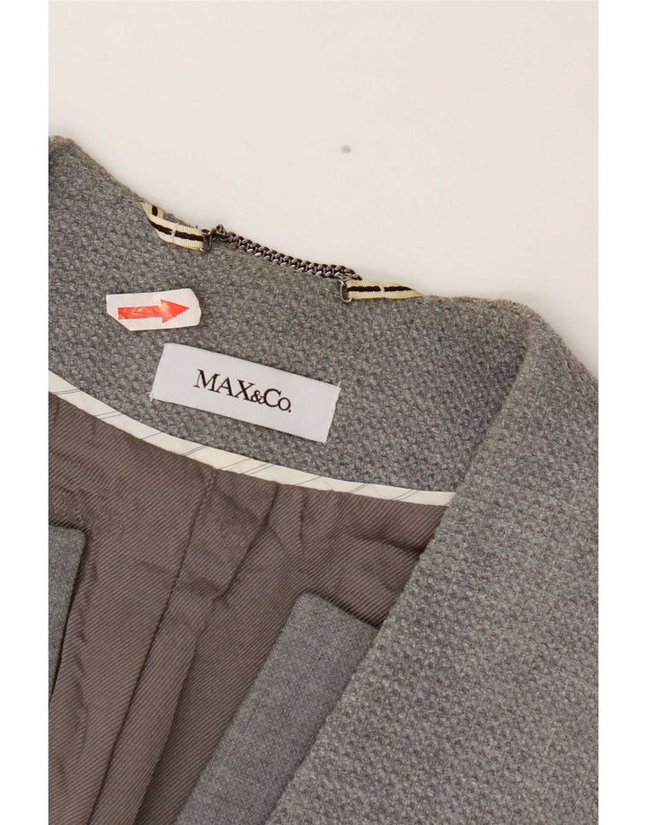 Женский пиджак на 1 пуговице Max & Co., Великобритания, 6 XS, серый полиэстер