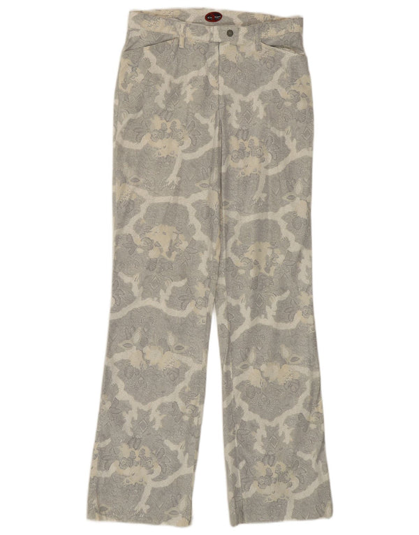 Женские прямые повседневные брюки CHERVO UK 8 Small W27 L29 Серые с цветочным принтом