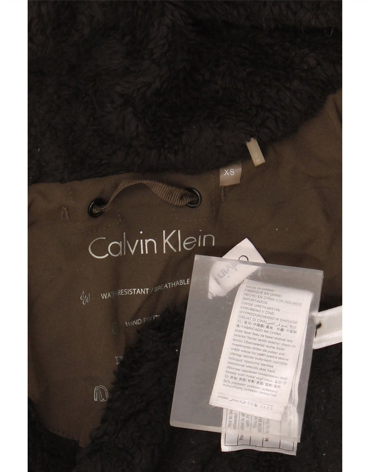 Женская парка большого размера с капюшоном Calvin Klein UK 6 XS, коричневый полиэстер