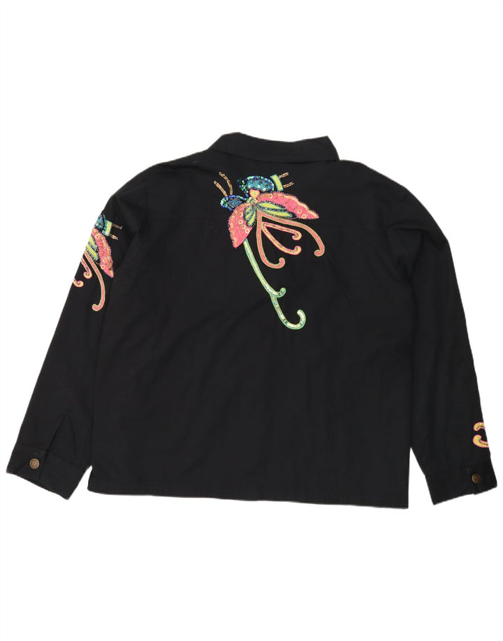 INDIGO MOON Женский бомбер оверсайз UK 22 3XL Черная бабочка