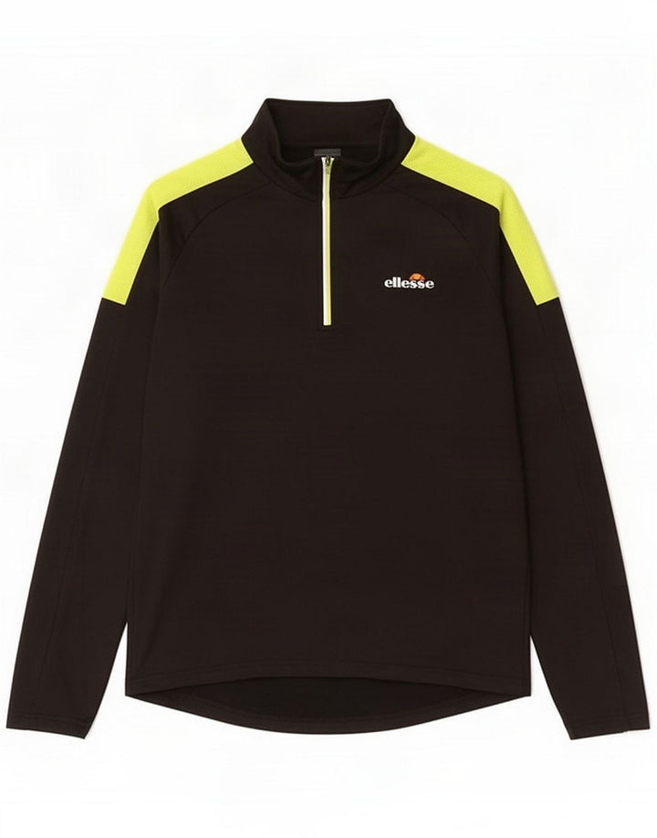 Ellesse Мужской пуловер с воротником на молнии спортивный костюм Верх средний черный цветной блок