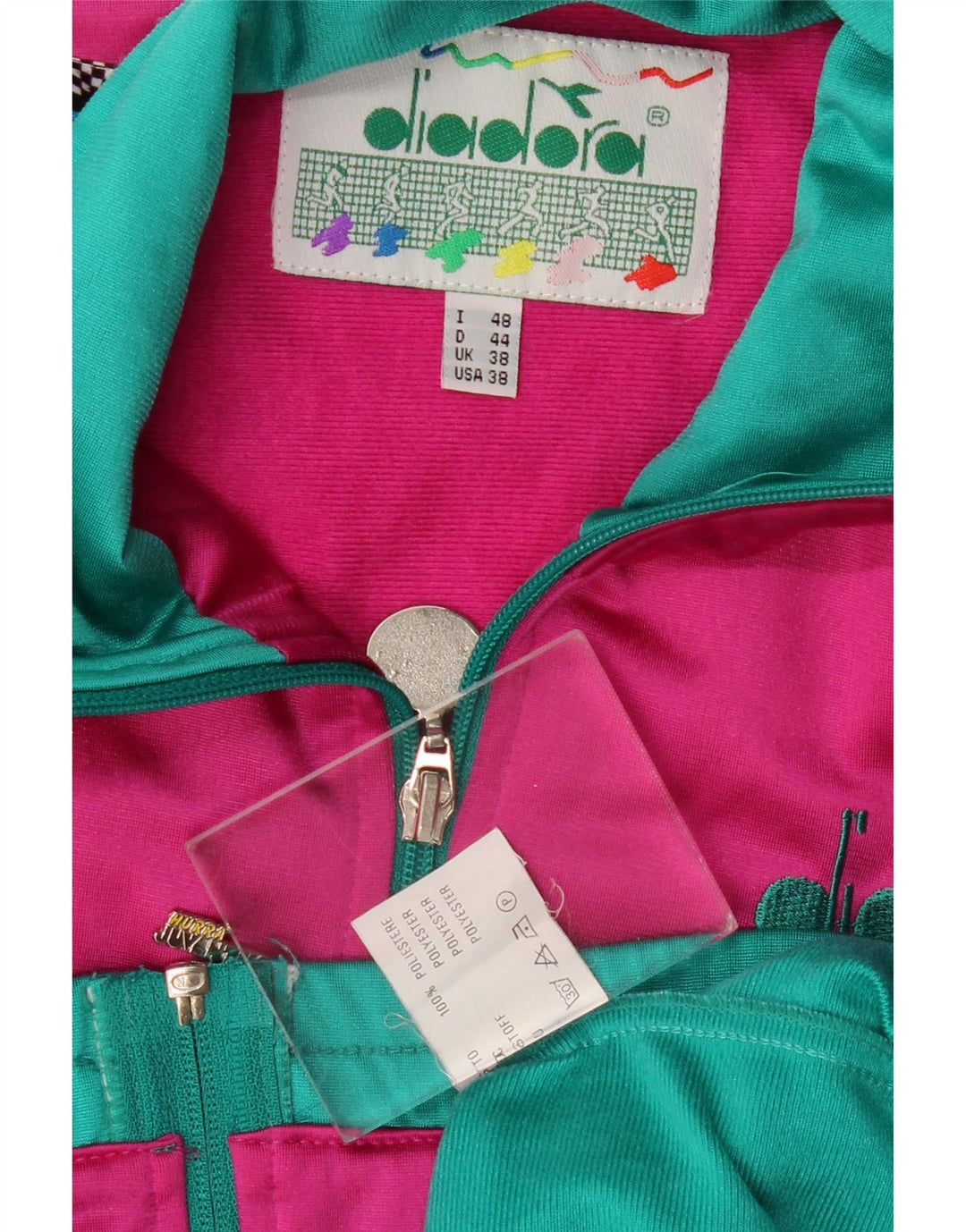 Мужской спортивный костюм DIADORA с графическим рисунком, Великобритания 38, средний зеленый цвет с цветными блоками