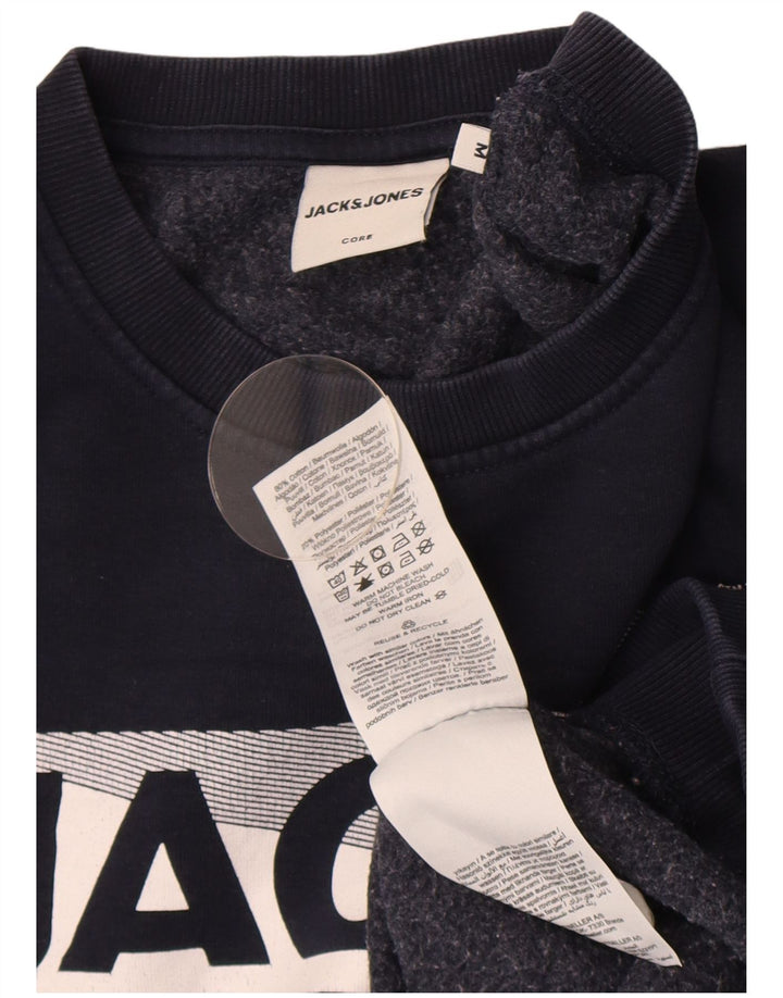 Мужской свитшот с рисунком Jack & Jones, средний темно-синий хлопковый джемпер