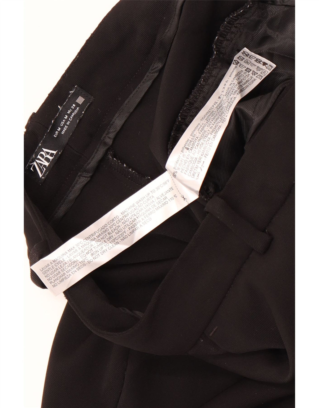 Женские широкие брюки чинос Zara W28 L29, черные, полиэстер