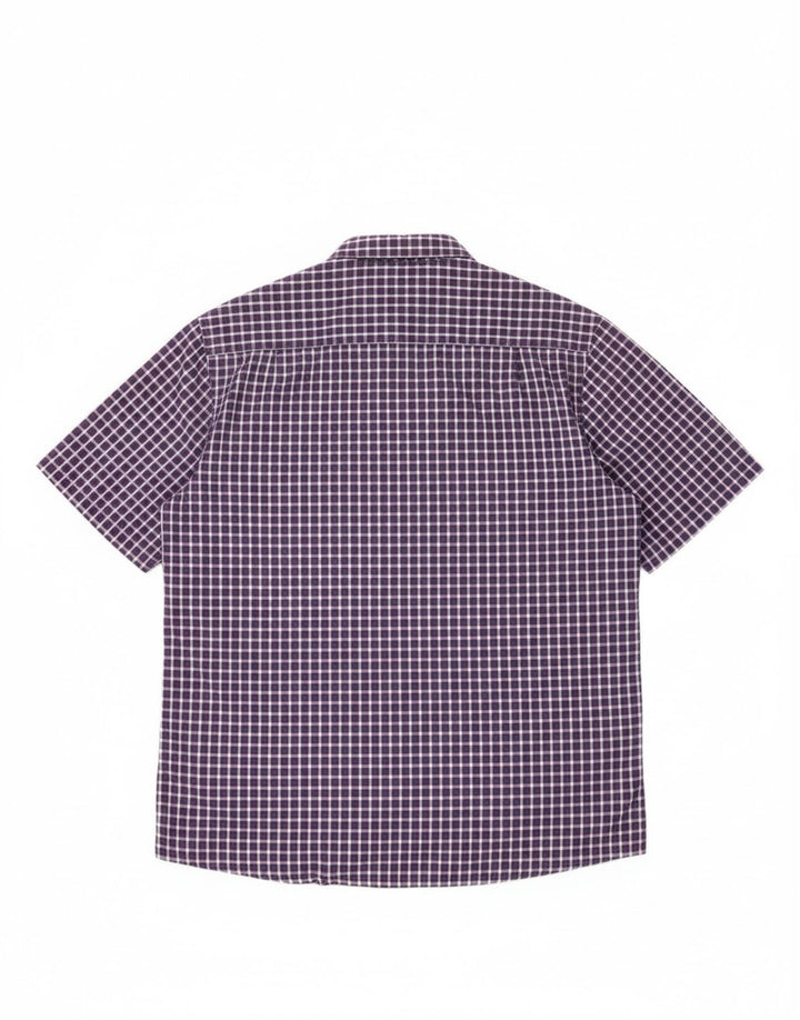 JAMES PRINGLE Mens Short Sleeve Shirt Large Purple Check Polyester