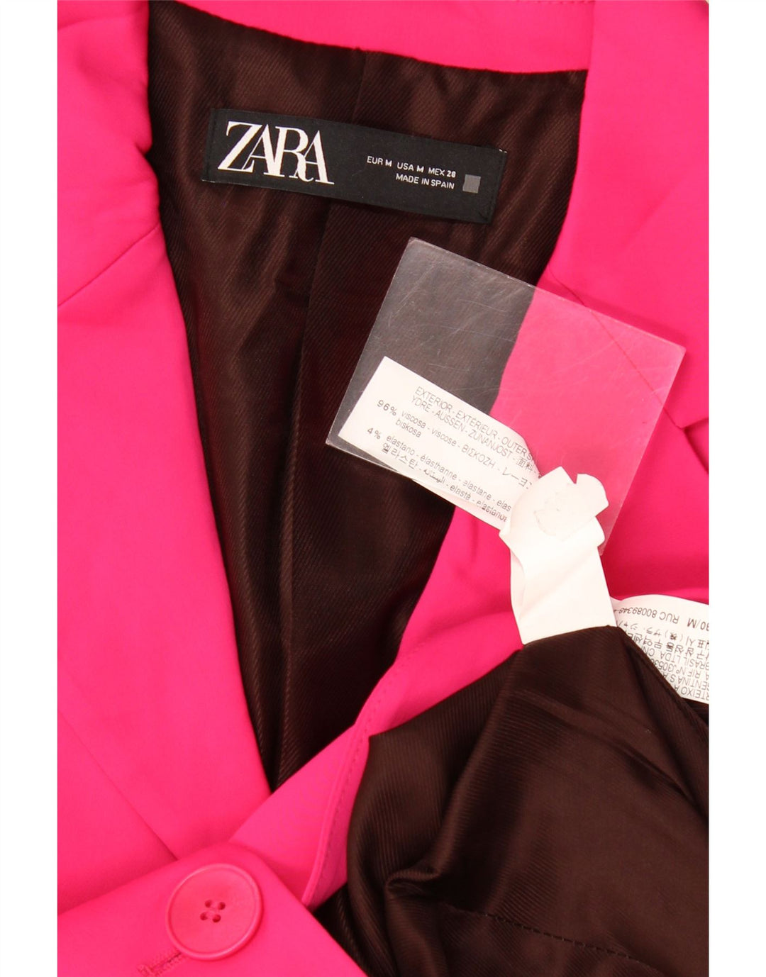 Женский пиджак Zara на 2 пуговицах UK 12, вискоза среднего розового цвета