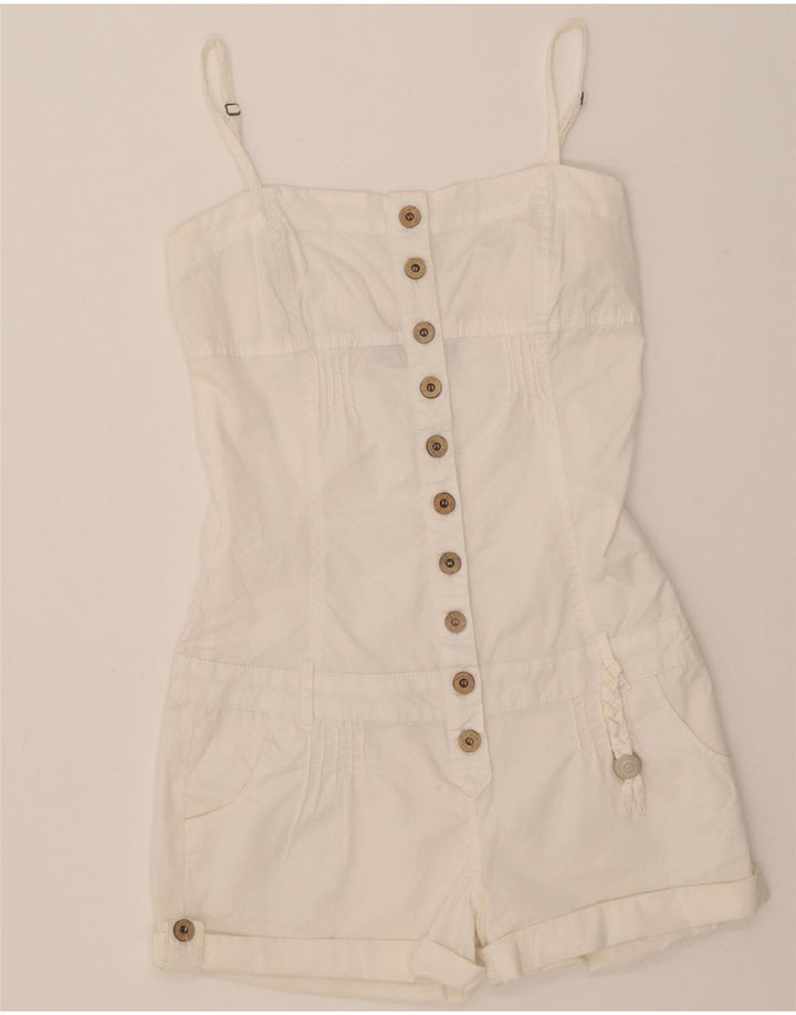 BERSHKA Womens Sleeveless Playsuit UK 10 Small  White Cotton Vintage Bershka and Second-Hand Bershka from Messina Hembry 