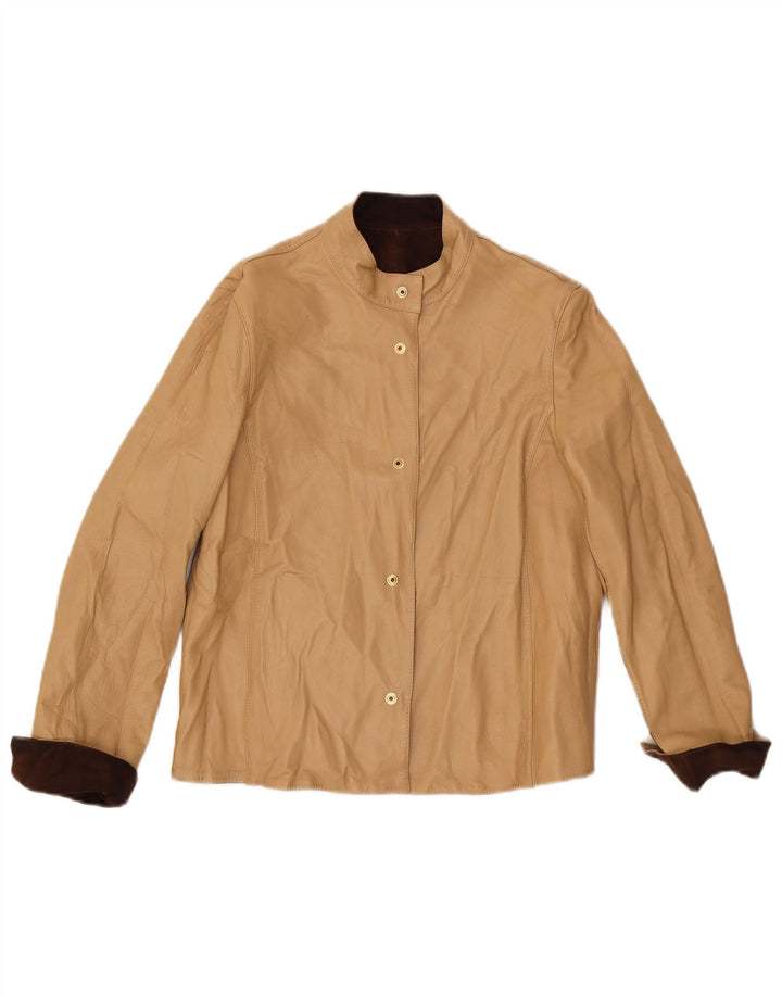 Винтажная женская двусторонняя куртка IT 42, средний коричневый цвет с цветными блоками