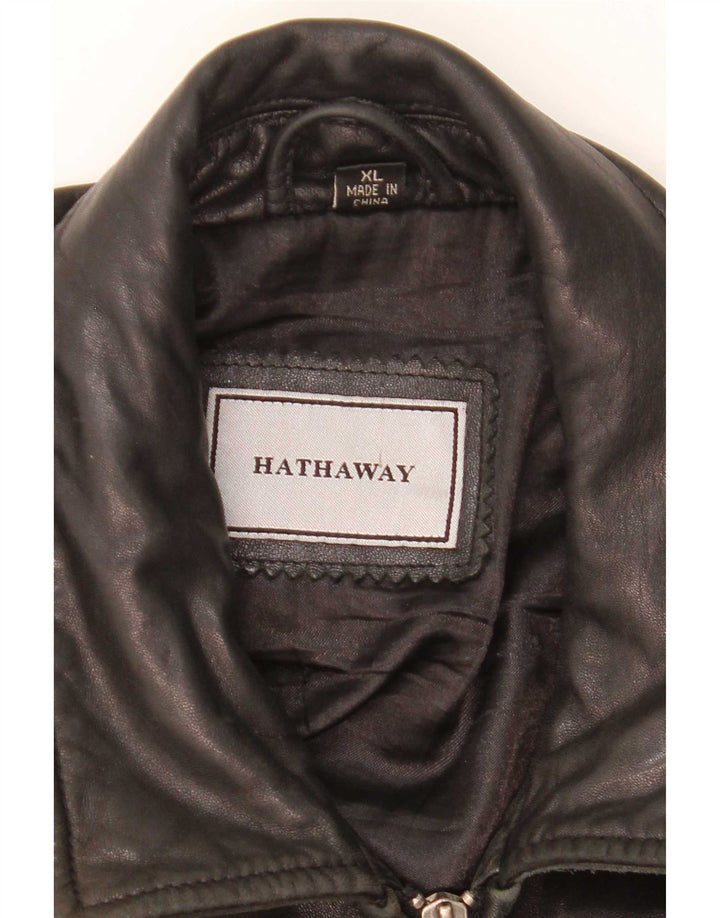 Мужская кожаная куртка Hathaway UK 42 XL черная кожа
