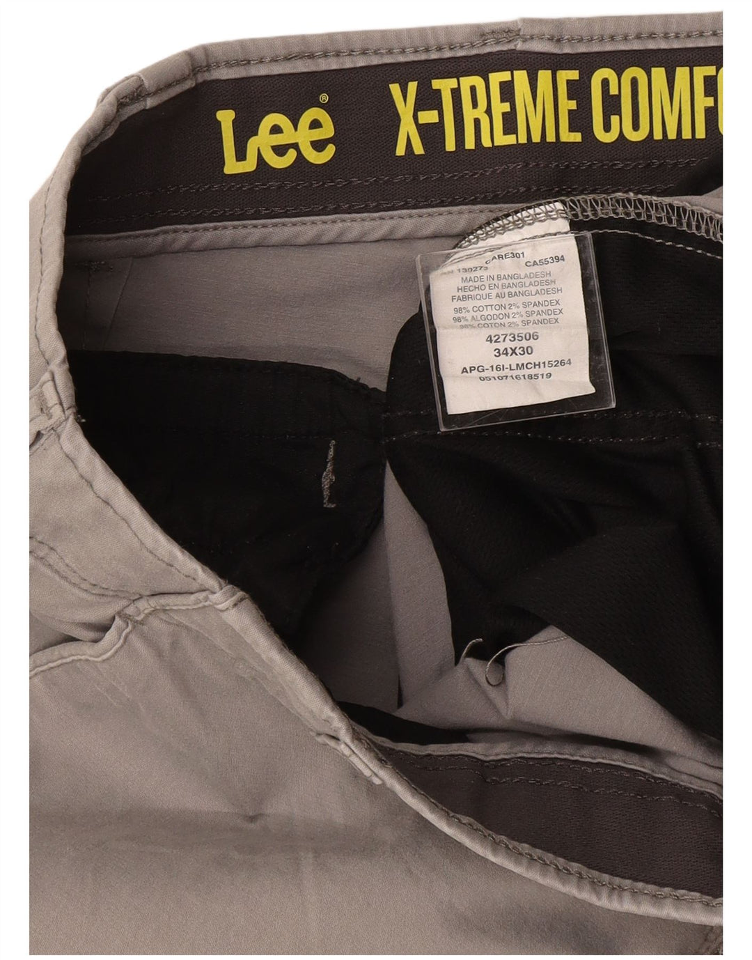 Мужские брюки-чиносы Lee X-treme Comfort W34 L30 серые, хлопковые