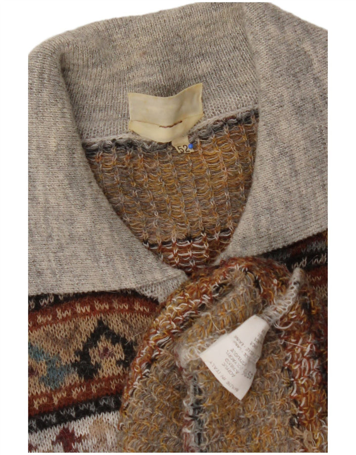 Мужской джемпер с воротником поло VINTAGE IT 52, большой коричневый цвет жаккардового цвета, акрил