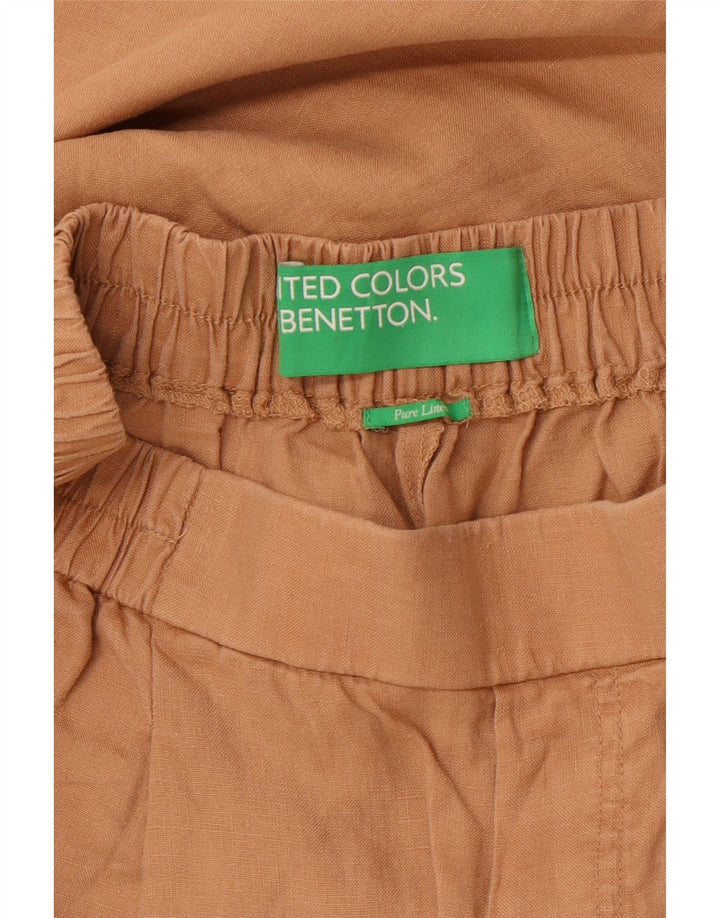 Женские зауженные капри Benetton W27 L20, бежевый лен