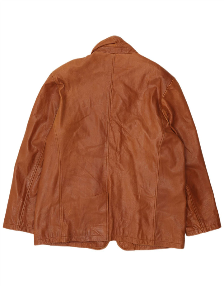 Винтажный мужской кожаный пиджак с 3 пуговицами, Великобритания, 46, 3XL, коричневый кожаный пиджак