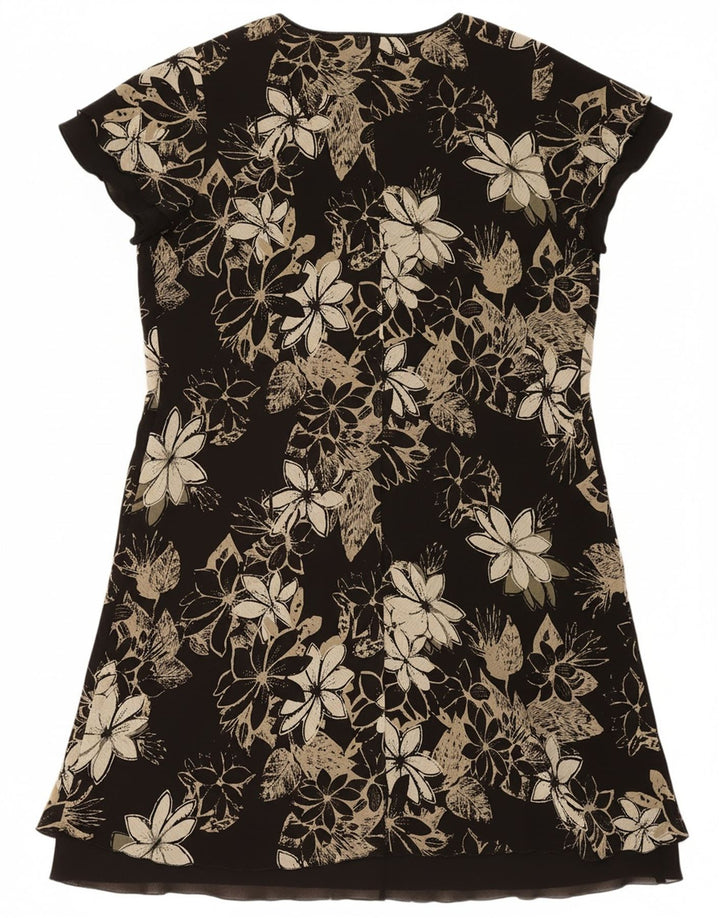JACQUES VERT Womens A-Line Dress UK 22 3XL Black Floral Polyester