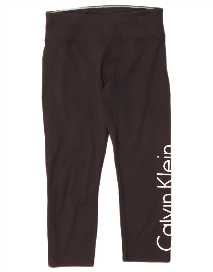 Женские леггинсы с рисунком Calvin Klein UK 10, маленькие черные нейлоновые