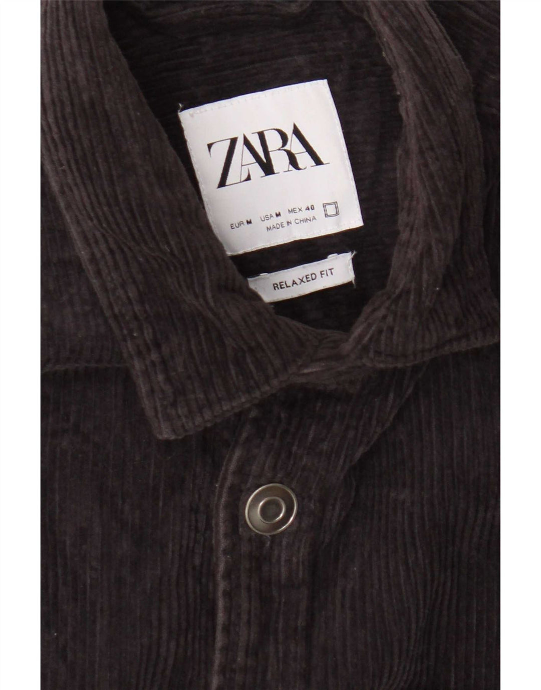 Мужская вельветовая рубашка свободного кроя Zara среднего темно-синего цвета