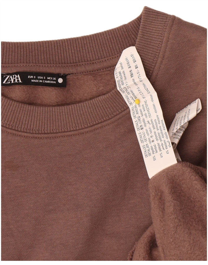 Женский джемпер оверсайз Zara UK 10, маленький коричневый хлопок