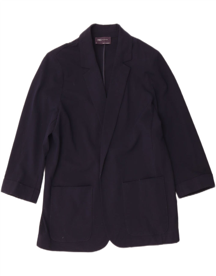 Женский пиджак с открытыми рукавами 3/4 Marks & Spencer UK 14, средний темно-синий