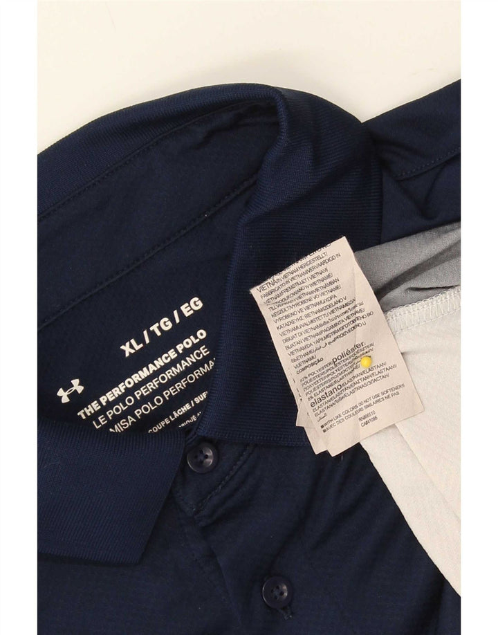 Мужская рубашка-поло Under Armour XL, темно-синяя, эластан с цветными блоками