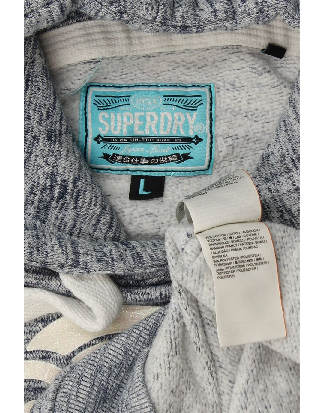 Женский джемпер с капюшоном SUPERDRY UK 16, темно-синий, в крапинку, большой размер, хлопок
