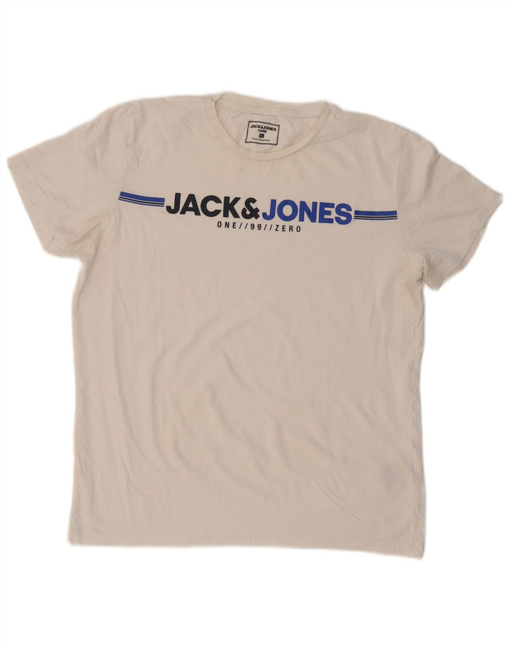 Мужская футболка с рисунком JACK & JONES, топ XL, белый хлопок