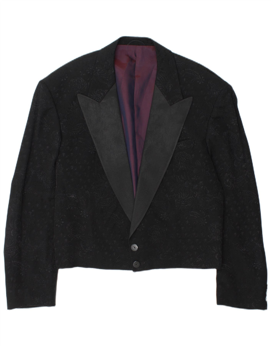 Мужской пиджак на 2 пуговицах Wilvorst UK 40, большой черный, вискоза с пейсли